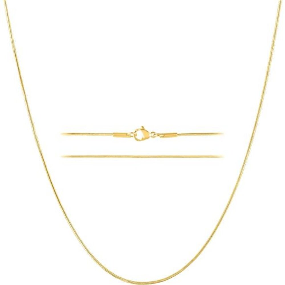 24k Gold Snake Chain Necklace – Thin, Dainty, Gold Plated Stainless